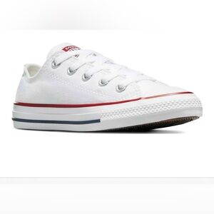 Converse White Low Top Canvas Sneaker with Red & Navy Trim